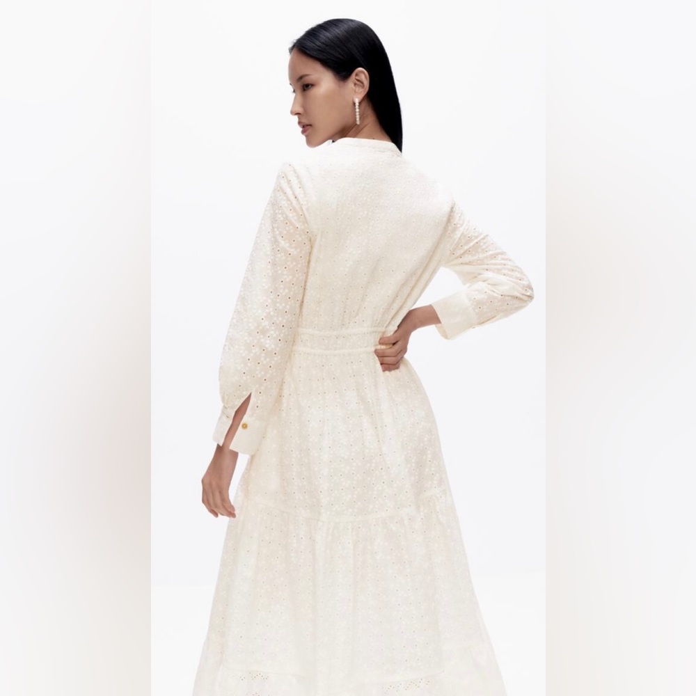 ZARA MIDI RUFFLED COMBINED PERFORATED EMBROIDERY DRESS - Picture 3 of 13
